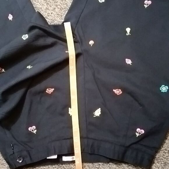 DRAPERS & DAMON'S PETITE STRECH FRUIT EMBROIDERED CROPPED PANTS Sz 12P - Picture 5 of 15
